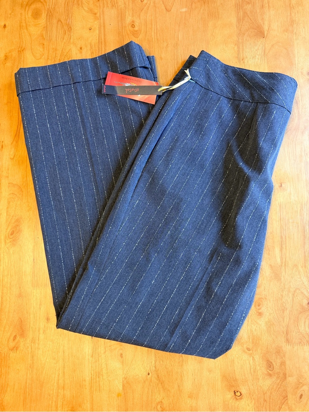 Tape Measure Party Circuit Grey Silver Pinstripe Wide Leg Dress Pants Size 10